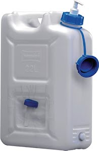 Waterjerrycan 22 l HDPE met aftapkraan + pompdispenser H495x165xD350 mm HÜNERSDORFF