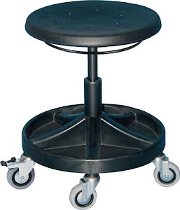 Swivel stool with castors PU foam, black seat height adjustment 400–530 mm LOTZ