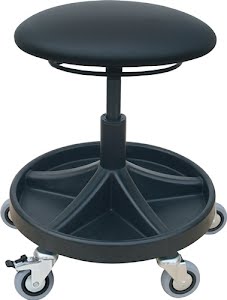 Swivel stool with castors black synthetic leather cushions seat LOTZ