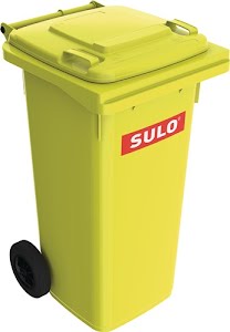 Large waste container 120 l HDPE yellow movable, according to EN 840 SULO
