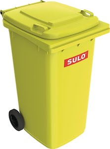 Large waste container 240 l HDPE yellow movable, according to EN 840 SULO