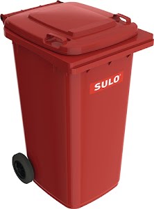 Large waste container 240 l HDPE red movable, according to EN 840 SULO