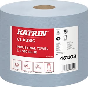 Poetsdoekrol Katrin Classic L 2 ca. L190xB220 mm blauw 2-laags 2 rollen/doos ELOS