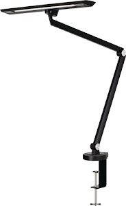 Desk lamp LED Zirkon alum. ABS, iron, PC black Height 820 mm with clamp LED STYRO