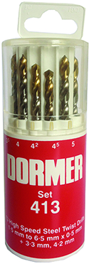Dormer Jobber drill set A094 DIN 338 HSS TiN/Clear 13 A002x13