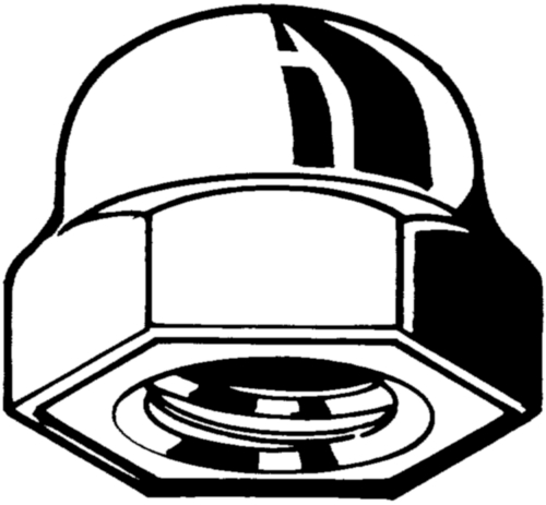 Šesťhranná klobúčiková matica vysoká s navarenou čiapočkou DIN ≈1587 Oceľ Pochrómované |6|