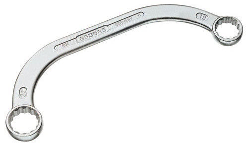 Half-moon ring spanner 304 16 x 18 mm length 185 mm CV-steel chrome plated GEDOR