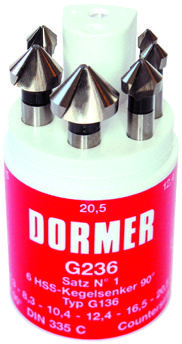 Dormer Countersink set G236 DIN 335 C HSS Blanc G2364