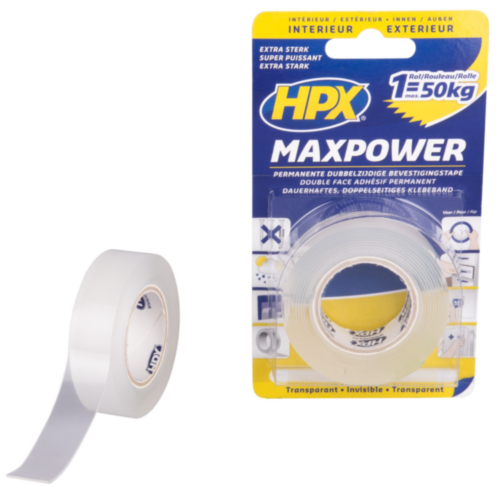 HPX Dubbelzijdige tape Transparant 19MMX2M HT1902