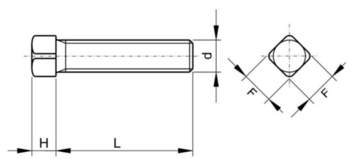 Square head set screw UNC ASME B18.6.2 Steel Plain 3/4-10X5 Inch