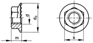 Zelfborgende zeskantflensmoer met vertanding Staal Zinkflake Cr<sup>6+</sup>vrij - ISO 10683 flZnnc 8/10