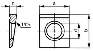 Square taper washer 14% for I-sections DIN 435 Stainless steel A4