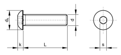 Hatlapú belső kulcsnyílású, félgömbfejű csavar ISO 7380-1 Rozsdamentes acél A4
