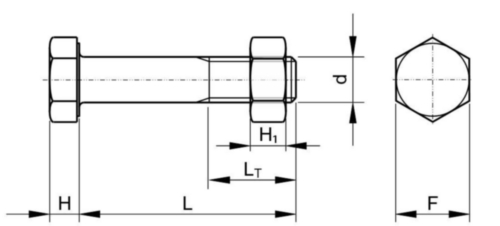 Structural assembly set UNC ASME B18.2.6 Carbon or alloy steel ASTM F3125-A563 Plain Gr.A325 Type 1/Gr.DH 1/2-13X2.1/2