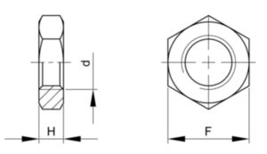 Tuerca hexagonal baja para cargas pesadas unc ASME B18.2.2 Acero inoxidable (Inox) ASTM F594 304 CW 5/8-11