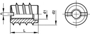 Slotted screw insert type A DIN 7965 Steel Plain M8X18