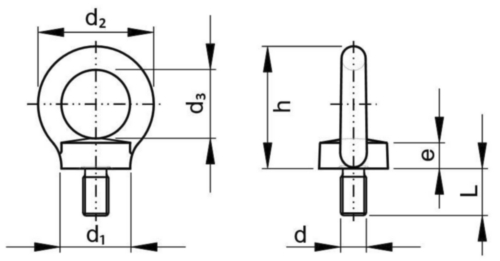 Lifting eye bolt with CE marking DIN 580 Stainless steel A2 forged M16