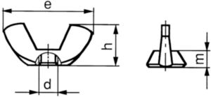 Vleugelmoer Amerikaans model  DIN ≈315 Roestvaststaal (RVS) A2
