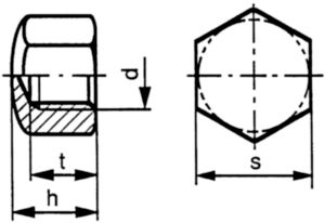 Écrou hexagonal borgne bas DIN 917 Laiton CU2/CU3 M5