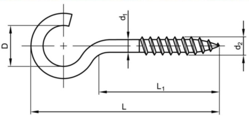 Schroefhaak met houtschroefdraad Staal Elektrolytisch verzinkt 11 5,0X47/85MM