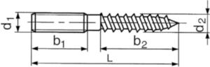 Dowel screw with round shank Steel Zinc plated 73A M5X40