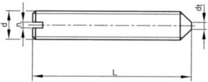 Stelschroef met zaaggleuf en kegelpunt DIN 553 Roestvaststaal (RVS) A1/A2
