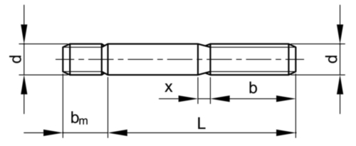 Espárrago dos roscas ≈ 1d DIN 938 Acero Cincado 5.6 (AD-W7) para equipos de presión M16X100