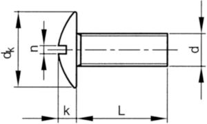 Laagbolkopschroef met zaaggleuf NF ≈E25-129 Roestvaststaal (RVS) A2