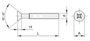 Șuruburi ISO7046 cu cap înecat locaș cruce ISO 7046-1 Oțel Simplu 4.8 M3X6