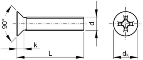 Șuruburi ISO7046 cu cap înecat locaș cruce ISO 7046-1-H Oțel Simplu 4.8