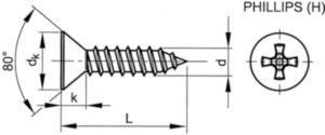 SECURITY Cross recessed countersunk head tapping screw with pin DIN 7982 C-H Stainless steel A2