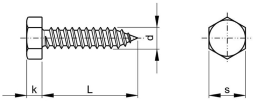 Hexagon head tapping screw DIN 7976 C Stainless steel A2 ST4,2X13MM