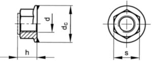 Prevailing torque type hexagon nut with serrated flange with non-metallic insert DIN ≈6926 Acero inoxidable (Inox) A2 50 M12