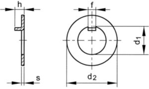 Internal tab washer for slotted round nuts DIN 462 Steel Plain 30MM