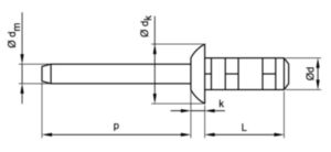 Platbolkop meerbereiks blindklinknagel, open Staal / Staal Elektrolytisch verzinkt 4,0X13,6MM