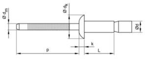 Platbolkop structurele blindklinknagel, open Staal / Staal Elektrolytisch verzinkt