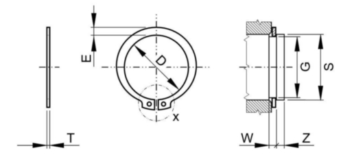 Sicherungsringe extern ASME B18.27 Federstahl UNS G10600/G10900 3/4