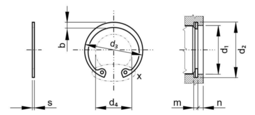 Retaining ring for bores - normal type DIN 472 Stainless spring steel 1.4122/1.4021 15MM