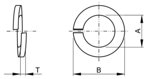 Pružná podložka s rovným zakončením ASME B18.21.1 Stainless spring steel AISI 316