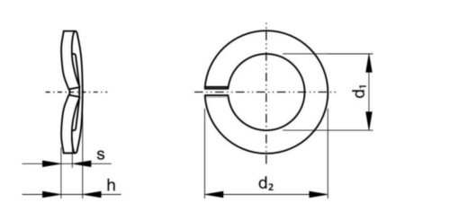 Arandela helicoidal de presión DIN 128 A Stainless spring steel A2 (1.4310)