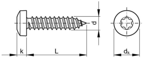 Hexalobular socket pan head tapping screw ISO 14585 C Steel Zinc plated