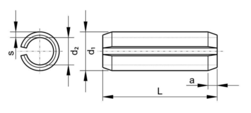 Pružný kolík priamy s drážkou, ľahké zaťaženie ISO 13337 Pružinová oceľ 420-560 HV30