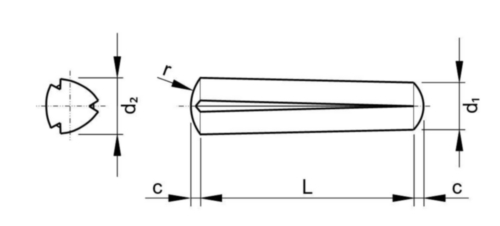 Grooved pin, full length taper grooved DIN 1471 Free-cutting steel 1,5X8MM