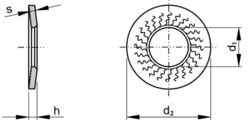 Rondelle ressort de sécurité type M Acier à ressort Lamelles de zinc exemptes de Cr<sup>6+</sup>- ISO 10683 flZnnc