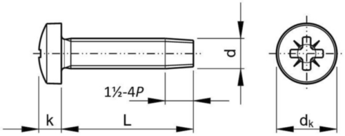 Cross recessed raised cheese head thread rolling screw Acero Cincado D7500