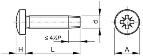 Zelf draadvormende schroeven, ANSI B18.6.4, pancilinderkop (Z) Staal Elektrolytisch verzinkt