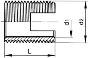 Self-cutting threaded insert type 302 Steel Case-hardened Zinc plated yellow passivated