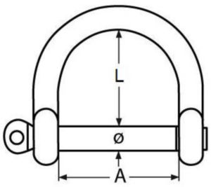 D-shackle wide Stainless steel A4 6MM