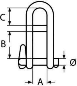 D-shackle with pin Stainless steel A4