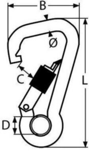 Karabinerhaken asymmetrisch Rostfreistahl A4